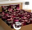 Double Bed Fitted (Elastic) Bed Sheet with 2 Pillow Covers